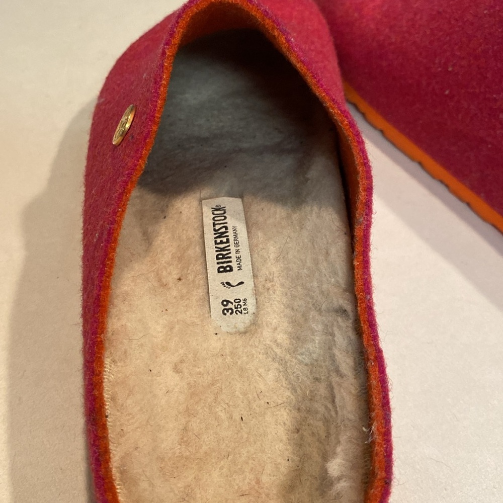 BIRKENSTOCK Kaprun Rivet Doubleface Wool Clogs Pink Fuchsia Orange Sz 39. EUC - Picture 10 of 11